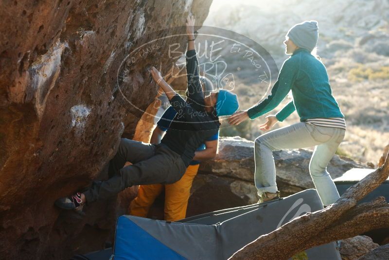 Bouldering in Hueco Tanks on 01/26/2019 with Blue Lizard Climbing and Yoga

Filename: SRM_20190126_1800090.jpg
Aperture: f/4.0
Shutter Speed: 1/250
Body: Canon EOS-1D Mark II
Lens: Canon EF 50mm f/1.8 II
