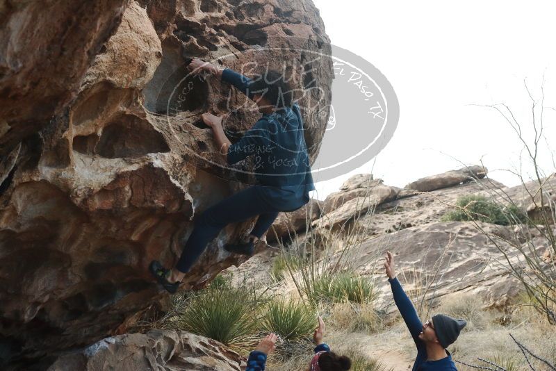 Bouldering in Hueco Tanks on 02/09/2019 with Blue Lizard Climbing and Yoga

Filename: SRM_20190209_1000030.jpg
Aperture: f/5.6
Shutter Speed: 1/1000
Body: Canon EOS-1D Mark II
Lens: Canon EF 50mm f/1.8 II