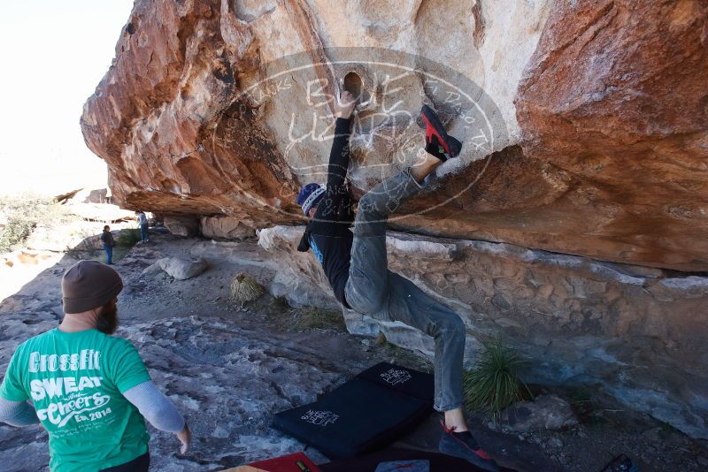 Bouldering in Hueco Tanks on 02/22/2019 with Blue Lizard Climbing and Yoga

Filename: SRM_20190222_1200360.jpg
Aperture: f/7.1
Shutter Speed: 1/250
Body: Canon EOS-1D Mark II
Lens: Canon EF 16-35mm f/2.8 L