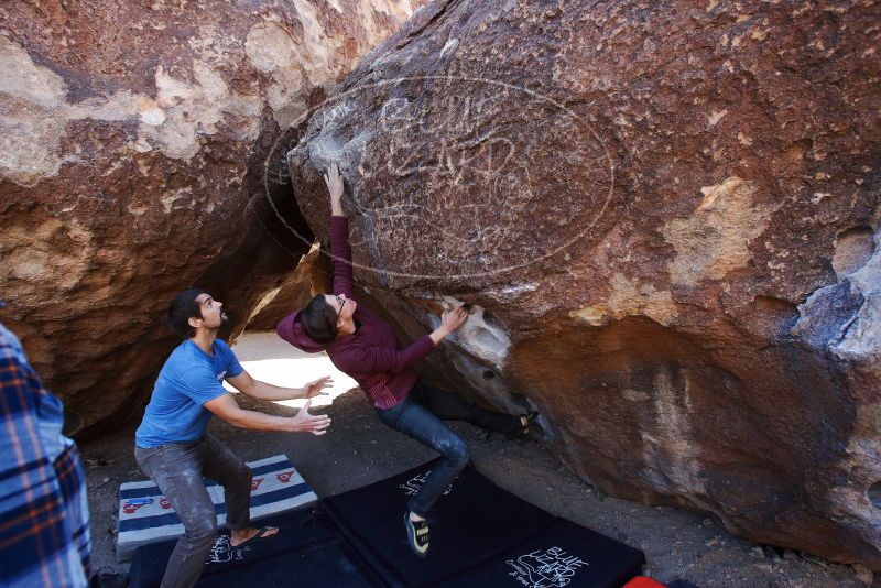 Bouldering in Hueco Tanks on 02/24/2019 with Blue Lizard Climbing and Yoga

Filename: SRM_20190224_1311080.jpg
Aperture: f/5.0
Shutter Speed: 1/400
Body: Canon EOS-1D Mark II
Lens: Canon EF 16-35mm f/2.8 L