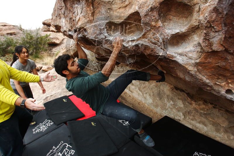 Bouldering in Hueco Tanks on 03/08/2019 with Blue Lizard Climbing and Yoga

Filename: SRM_20190308_1324360.jpg
Aperture: f/5.6
Shutter Speed: 1/250
Body: Canon EOS-1D Mark II
Lens: Canon EF 16-35mm f/2.8 L