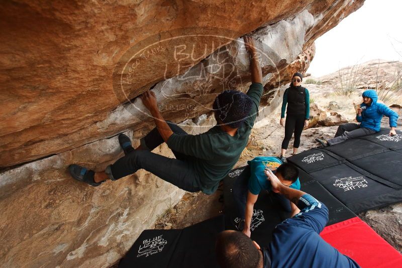 Bouldering in Hueco Tanks on 03/08/2019 with Blue Lizard Climbing and Yoga

Filename: SRM_20190308_1430210.jpg
Aperture: f/5.6
Shutter Speed: 1/250
Body: Canon EOS-1D Mark II
Lens: Canon EF 16-35mm f/2.8 L