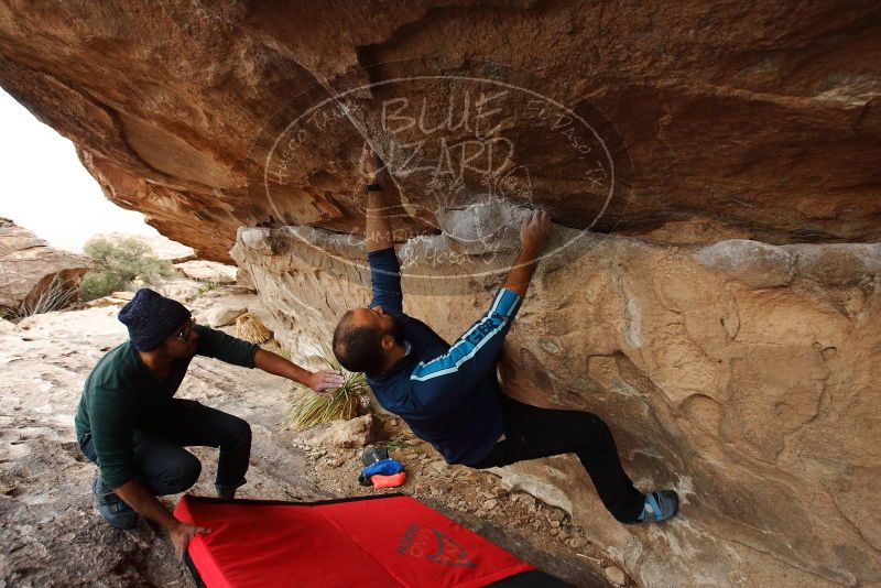 Bouldering in Hueco Tanks on 03/08/2019 with Blue Lizard Climbing and Yoga

Filename: SRM_20190308_1453240.jpg
Aperture: f/5.0
Shutter Speed: 1/250
Body: Canon EOS-1D Mark II
Lens: Canon EF 16-35mm f/2.8 L