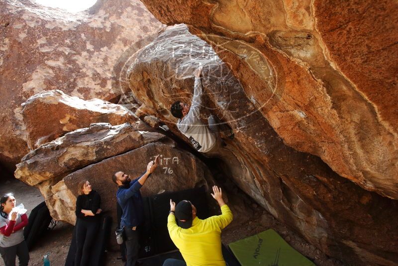 Bouldering in Hueco Tanks on 03/09/2019 with Blue Lizard Climbing and Yoga

Filename: SRM_20190309_1228000.jpg
Aperture: f/5.6
Shutter Speed: 1/400
Body: Canon EOS-1D Mark II
Lens: Canon EF 16-35mm f/2.8 L