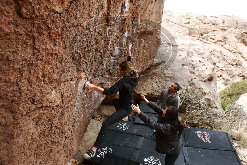 Bouldering in Hueco Tanks on 03/10/2019 with Blue Lizard Climbing and Yoga

Filename: SRM_20190310_1500000.jpg
Aperture: f/5.6
Shutter Speed: 1/250
Body: Canon EOS-1D Mark II
Lens: Canon EF 16-35mm f/2.8 L