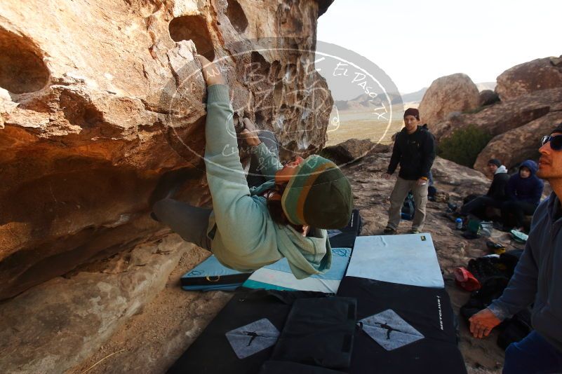 Bouldering in Hueco Tanks on 03/15/2019 with Blue Lizard Climbing and Yoga

Filename: SRM_20190315_0904060.jpg
Aperture: f/5.6
Shutter Speed: 1/250
Body: Canon EOS-1D Mark II
Lens: Canon EF 16-35mm f/2.8 L