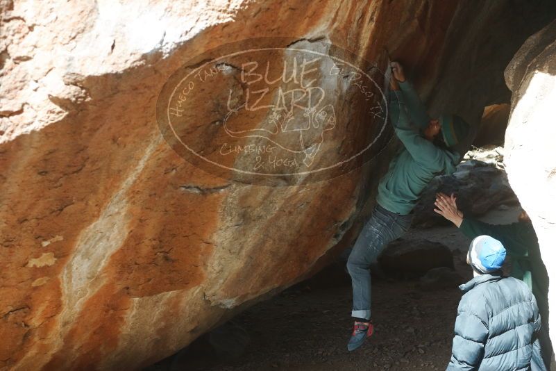 Bouldering in Hueco Tanks on 03/15/2019 with Blue Lizard Climbing and Yoga

Filename: SRM_20190315_1226070.jpg
Aperture: f/4.0
Shutter Speed: 1/400
Body: Canon EOS-1D Mark II
Lens: Canon EF 50mm f/1.8 II