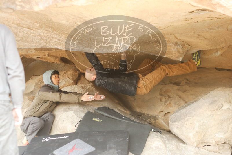 Bouldering in Hueco Tanks on 03/16/2019 with Blue Lizard Climbing and Yoga

Filename: SRM_20190316_1250050.jpg
Aperture: f/2.8
Shutter Speed: 1/125
Body: Canon EOS-1D Mark II
Lens: Canon EF 50mm f/1.8 II