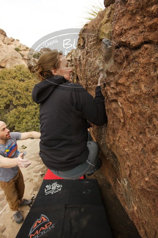Bouldering in Hueco Tanks on 03/16/2019 with Blue Lizard Climbing and Yoga

Filename: SRM_20190316_1547121.jpg
Aperture: f/5.6
Shutter Speed: 1/640
Body: Canon EOS-1D Mark II
Lens: Canon EF 16-35mm f/2.8 L