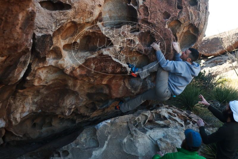 Bouldering in Hueco Tanks on 03/17/2019 with Blue Lizard Climbing and Yoga

Filename: SRM_20190317_0922310.jpg
Aperture: f/4.0
Shutter Speed: 1/400
Body: Canon EOS-1D Mark II
Lens: Canon EF 50mm f/1.8 II