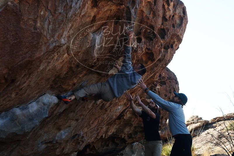 Bouldering in Hueco Tanks on 03/17/2019 with Blue Lizard Climbing and Yoga

Filename: SRM_20190317_1009590.jpg
Aperture: f/4.0
Shutter Speed: 1/800
Body: Canon EOS-1D Mark II
Lens: Canon EF 50mm f/1.8 II