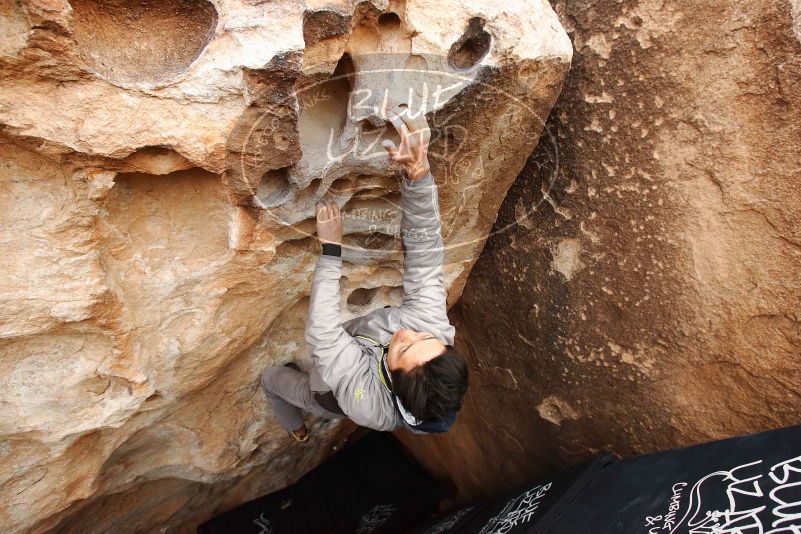 Bouldering in Hueco Tanks on 03/30/2019 with Blue Lizard Climbing and Yoga

Filename: SRM_20190330_1121020.jpg
Aperture: f/5.6
Shutter Speed: 1/400
Body: Canon EOS-1D Mark II
Lens: Canon EF 16-35mm f/2.8 L