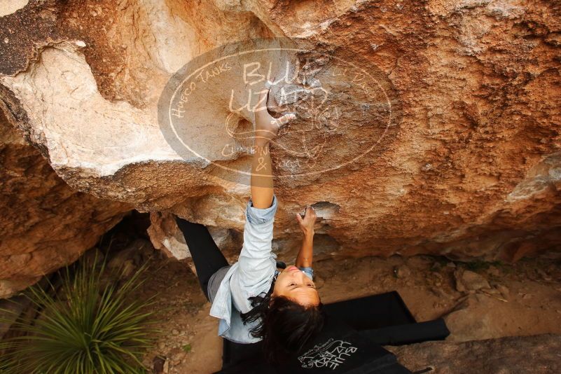 Bouldering in Hueco Tanks on 03/30/2019 with Blue Lizard Climbing and Yoga

Filename: SRM_20190330_1318500.jpg
Aperture: f/5.6
Shutter Speed: 1/320
Body: Canon EOS-1D Mark II
Lens: Canon EF 16-35mm f/2.8 L