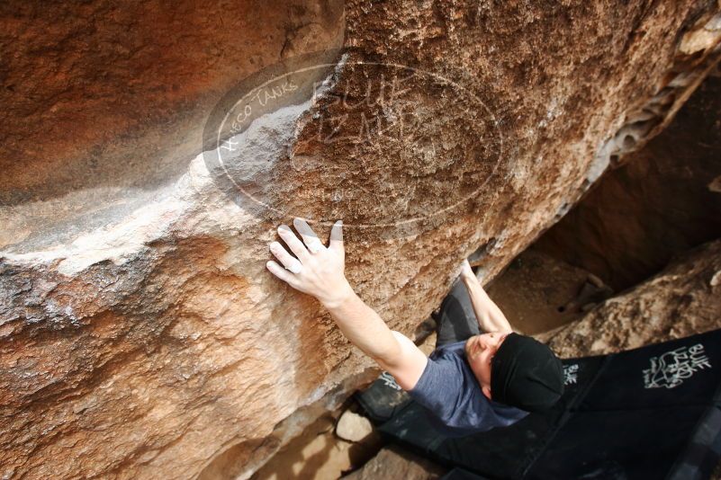 Bouldering in Hueco Tanks on 03/30/2019 with Blue Lizard Climbing and Yoga

Filename: SRM_20190330_1518192.jpg
Aperture: f/5.6
Shutter Speed: 1/250
Body: Canon EOS-1D Mark II
Lens: Canon EF 16-35mm f/2.8 L