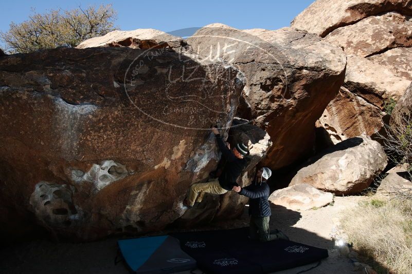 Bouldering in Hueco Tanks on 03/31/2019 with Blue Lizard Climbing and Yoga

Filename: SRM_20190331_1035100.jpg
Aperture: f/6.3
Shutter Speed: 1/250
Body: Canon EOS-1D Mark II
Lens: Canon EF 16-35mm f/2.8 L