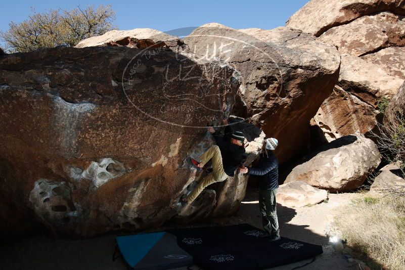 Bouldering in Hueco Tanks on 03/31/2019 with Blue Lizard Climbing and Yoga

Filename: SRM_20190331_1035170.jpg
Aperture: f/6.3
Shutter Speed: 1/250
Body: Canon EOS-1D Mark II
Lens: Canon EF 16-35mm f/2.8 L