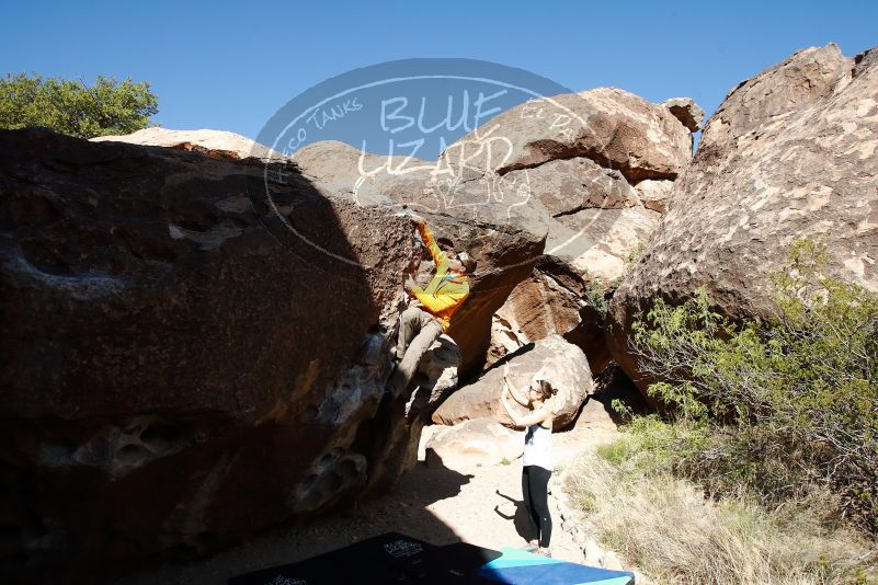 Bouldering in Hueco Tanks on 04/13/2019 with Blue Lizard Climbing and Yoga

Filename: SRM_20190413_0954380.jpg
Aperture: f/5.6
Shutter Speed: 1/800
Body: Canon EOS-1D Mark II
Lens: Canon EF 16-35mm f/2.8 L