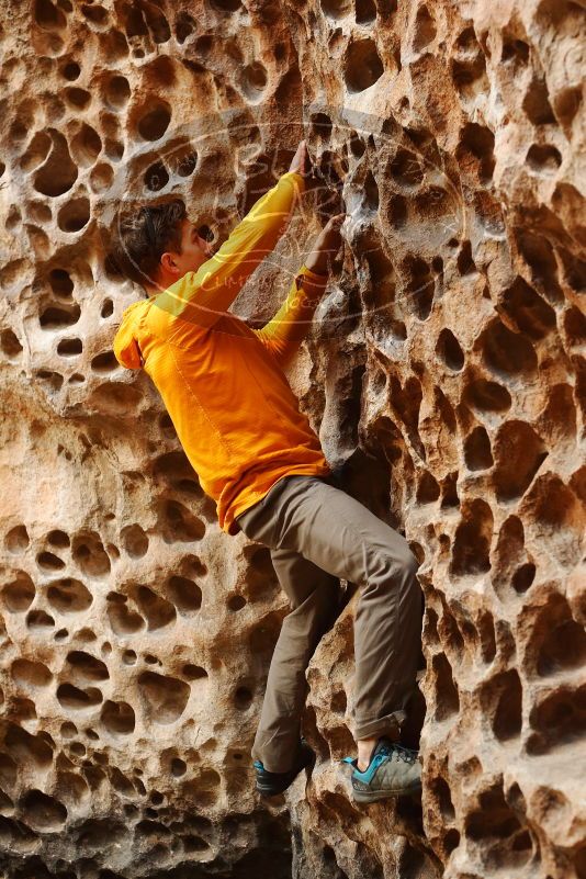 Bouldering in Hueco Tanks on 04/13/2019 with Blue Lizard Climbing and Yoga
Filename: SRM_20190413_1539250.jpg
Aperture: f/3.5
Shutter Speed: 1/160
Body: Canon EOS-1D Mark II
Lens: Canon EF 50mm f/1.8 II