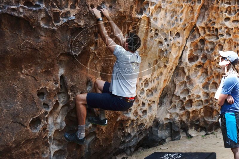 Bouldering in Hueco Tanks on 04/26/2019 with Blue Lizard Climbing and Yoga
Filename: SRM_20190426_1227080.jpg
Aperture: f/4.0
Shutter Speed: 1/80
Body: Canon EOS-1D Mark II
Lens: Canon EF 50mm f/1.8 II