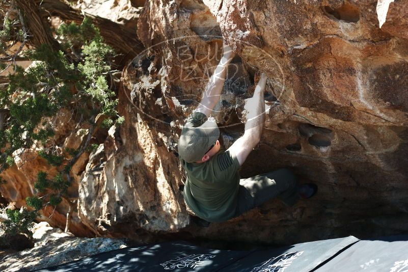 Bouldering in Hueco Tanks on 06/15/2019 with Blue Lizard Climbing and Yoga
Filename: SRM_20190615_1023520.jpg
Aperture: f/4.0
Shutter Speed: 1/320
Body: Canon EOS-1D Mark II
Lens: Canon EF 50mm f/1.8 II