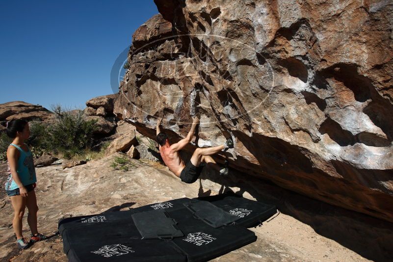 Bouldering in Hueco Tanks on 06/28/2019 with Blue Lizard Climbing and Yoga
Filename: SRM_20190628_0924520.jpg
Aperture: f/5.6
Shutter Speed: 1/400
Body: Canon EOS-1D Mark II
Lens: Canon EF 16-35mm f/2.8 L