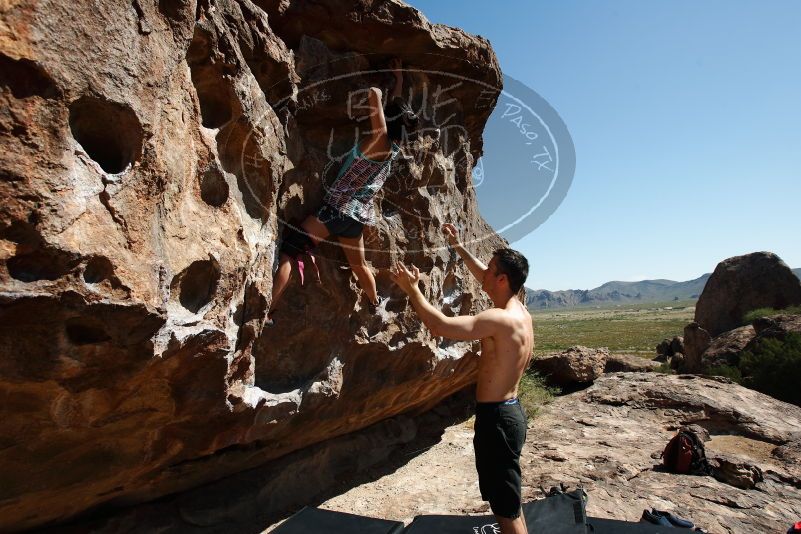 Bouldering in Hueco Tanks on 06/28/2019 with Blue Lizard Climbing and Yoga
Filename: SRM_20190628_1001010.jpg
Aperture: f/6.3
Shutter Speed: 1/500
Body: Canon EOS-1D Mark II
Lens: Canon EF 16-35mm f/2.8 L