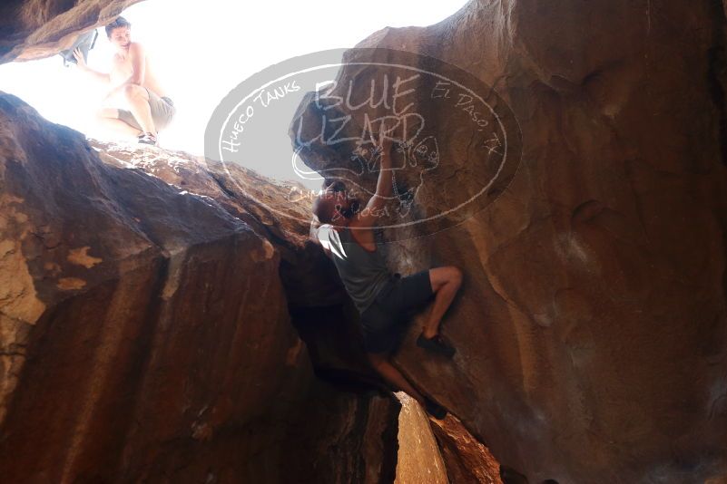 Bouldering in Hueco Tanks on 08/31/2019 with Blue Lizard Climbing and Yoga
Filename: SRM_20190831_1640490.jpg
Aperture: f/4.0
Shutter Speed: 1/320
Body: Canon EOS-1D Mark II
Lens: Canon EF 50mm f/1.8 II