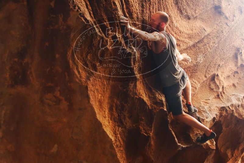 Bouldering in Hueco Tanks on 08/31/2019 with Blue Lizard Climbing and Yoga
Filename: SRM_20190831_1747330.jpg
Aperture: f/2.8
Shutter Speed: 1/200
Body: Canon EOS-1D Mark II
Lens: Canon EF 50mm f/1.8 II