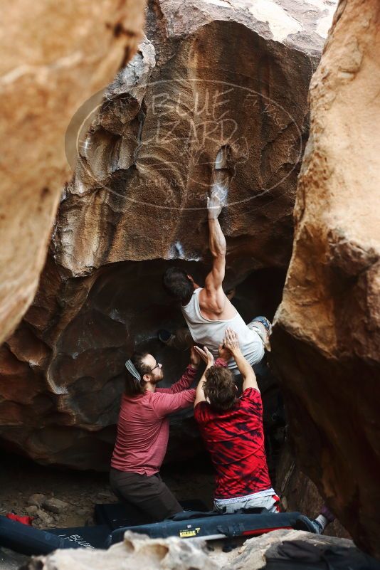 Bouldering in Hueco Tanks on 10/28/2019 with Blue Lizard Climbing and Yoga
Filename: SRM_20191028_1311130.jpg
Aperture: f/3.2
Shutter Speed: 1/250
Body: Canon EOS-1D Mark II
Lens: Canon EF 50mm f/1.8 II