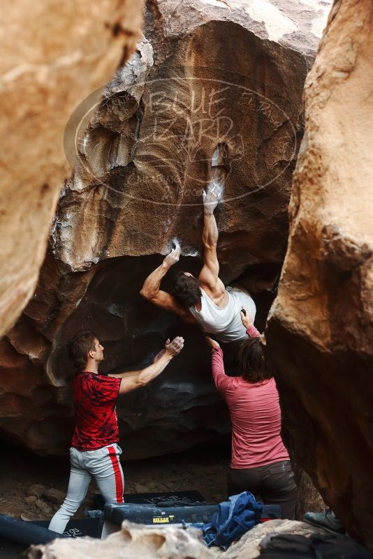 Bouldering in Hueco Tanks on 10/28/2019 with Blue Lizard Climbing and Yoga
Filename: SRM_20191028_1346230.jpg
Aperture: f/3.2
Shutter Speed: 1/250
Body: Canon EOS-1D Mark II
Lens: Canon EF 50mm f/1.8 II