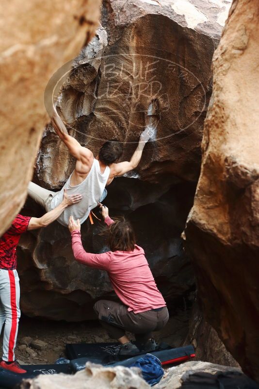 Bouldering in Hueco Tanks on 10/28/2019 with Blue Lizard Climbing and Yoga
Filename: SRM_20191028_1354140.jpg
Aperture: f/3.2
Shutter Speed: 1/250
Body: Canon EOS-1D Mark II
Lens: Canon EF 50mm f/1.8 II
