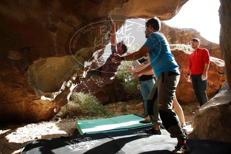 Bouldering in Hueco Tanks on 11/10/2019 with Blue Lizard Climbing and Yoga
Filename: SRM_20191110_1443240.jpg
Aperture: f/5.6
Shutter Speed: 1/200
Body: Canon EOS-1D Mark II
Lens: Canon EF 16-35mm f/2.8 L