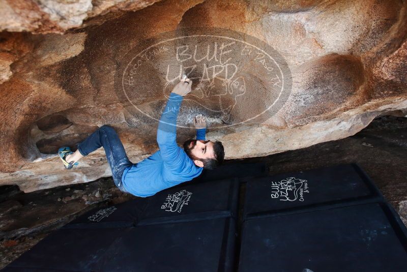 Bouldering in Hueco Tanks on 11/17/2019 with Blue Lizard Climbing and Yoga
Filename: SRM_20191117_1550270.jpg
Aperture: f/5.0
Shutter Speed: 1/250
Body: Canon EOS-1D Mark II
Lens: Canon EF 16-35mm f/2.8 L