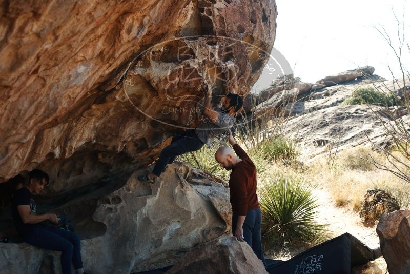 Bouldering in Hueco Tanks on 11/18/2019 with Blue Lizard Climbing and Yoga
Filename: SRM_20191118_1138360.jpg
Aperture: f/4.5
Shutter Speed: 1/250
Body: Canon EOS-1D Mark II
Lens: Canon EF 50mm f/1.8 II