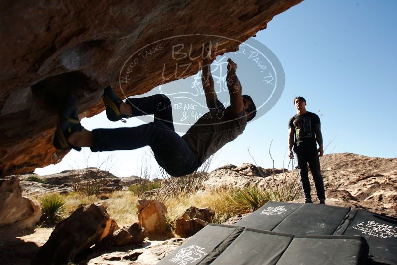 Bouldering in Hueco Tanks on 11/18/2019 with Blue Lizard Climbing and Yoga

Filename: SRM_20191118_1312370.jpg
Aperture: f/6.3
Shutter Speed: 1/250
Body: Canon EOS-1D Mark II
Lens: Canon EF 16-35mm f/2.8 L