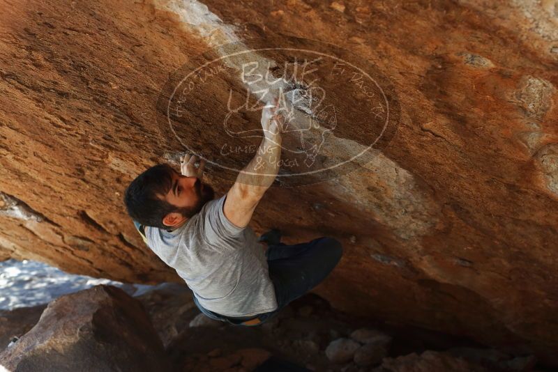 Bouldering in Hueco Tanks on 11/18/2019 with Blue Lizard Climbing and Yoga

Filename: SRM_20191118_1356150.jpg
Aperture: f/3.5
Shutter Speed: 1/250
Body: Canon EOS-1D Mark II
Lens: Canon EF 50mm f/1.8 II