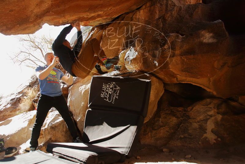 Bouldering in Hueco Tanks on 11/23/2019 with Blue Lizard Climbing and Yoga

Filename: SRM_20191123_1422000.jpg
Aperture: f/5.0
Shutter Speed: 1/250
Body: Canon EOS-1D Mark II
Lens: Canon EF 16-35mm f/2.8 L
