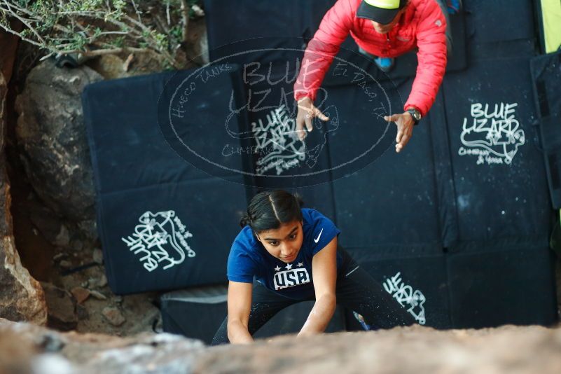 Bouldering in Hueco Tanks on 11/24/2019 with Blue Lizard Climbing and Yoga

Filename: SRM_20191124_1734490.jpg
Aperture: f/2.2
Shutter Speed: 1/250
Body: Canon EOS-1D Mark II
Lens: Canon EF 50mm f/1.8 II