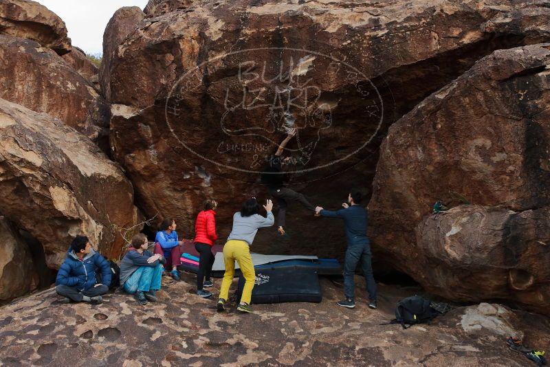Bouldering in Hueco Tanks on 11/25/2019 with Blue Lizard Climbing and Yoga
Filename: SRM_20191125_1533460.jpg
Aperture: f/5.6
Shutter Speed: 1/320
Body: Canon EOS-1D Mark II
Lens: Canon EF 16-35mm f/2.8 L