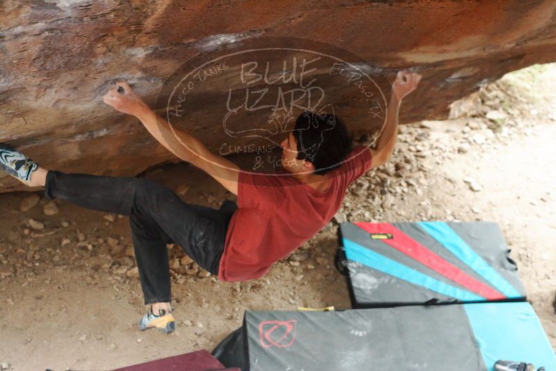 Bouldering in Hueco Tanks on 11/25/2019 with Blue Lizard Climbing and Yoga
Filename: SRM_20191125_1258260.jpg
Aperture: f/4.0
Shutter Speed: 1/320
Body: Canon EOS-1D Mark II
Lens: Canon EF 50mm f/1.8 II
