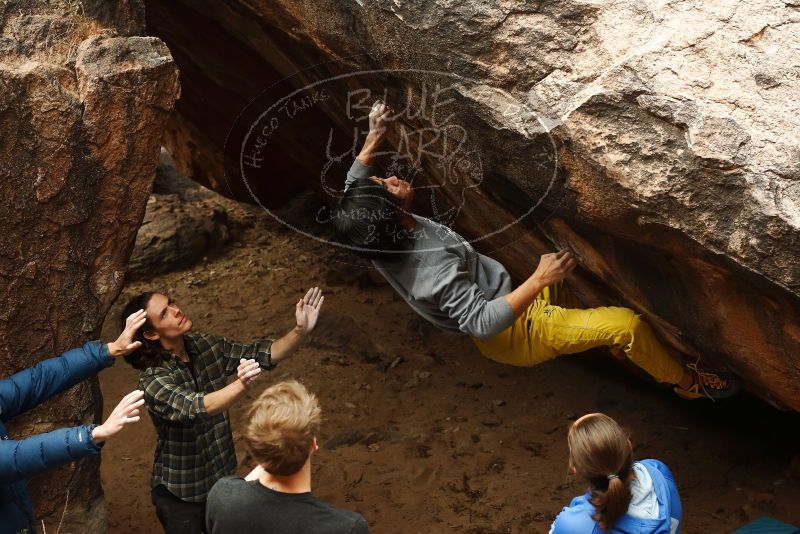 Bouldering in Hueco Tanks on 11/25/2019 with Blue Lizard Climbing and Yoga
Filename: SRM_20191125_1352290.jpg
Aperture: f/5.0
Shutter Speed: 1/400
Body: Canon EOS-1D Mark II
Lens: Canon EF 50mm f/1.8 II