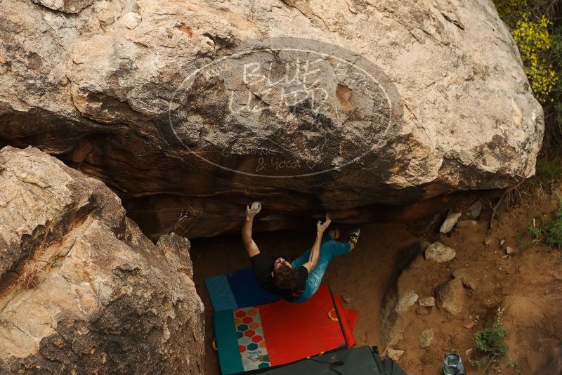 Bouldering in Hueco Tanks on 11/25/2019 with Blue Lizard Climbing and Yoga
Filename: SRM_20191125_1359490.jpg
Aperture: f/5.6
Shutter Speed: 1/500
Body: Canon EOS-1D Mark II
Lens: Canon EF 50mm f/1.8 II