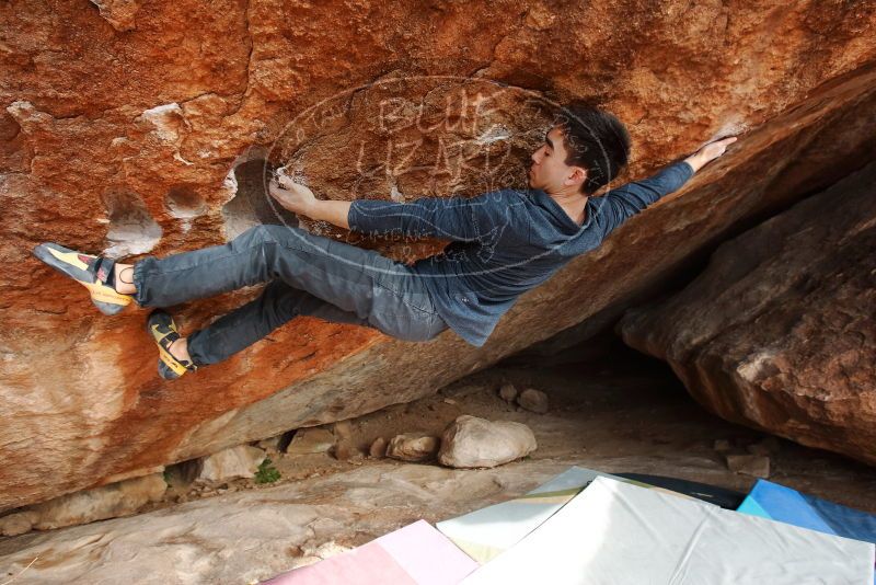 Bouldering in Hueco Tanks on 11/25/2019 with Blue Lizard Climbing and Yoga
Filename: SRM_20191125_1511450.jpg
Aperture: f/5.6
Shutter Speed: 1/250
Body: Canon EOS-1D Mark II
Lens: Canon EF 16-35mm f/2.8 L