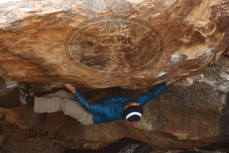 Bouldering in Hueco Tanks on 11/26/2019 with Blue Lizard Climbing and Yoga

Filename: SRM_20191126_1554250.jpg
Aperture: f/5.6
Shutter Speed: 1/250
Body: Canon EOS-1D Mark II
Lens: Canon EF 50mm f/1.8 II