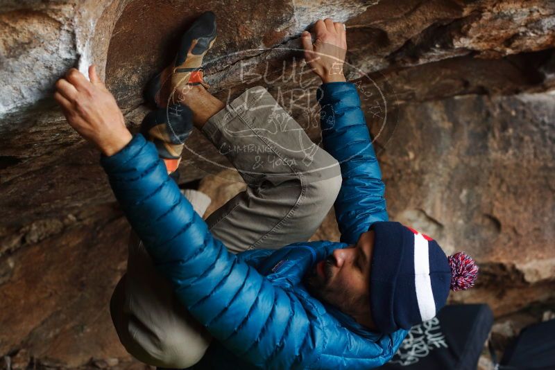 Bouldering in Hueco Tanks on 11/26/2019 with Blue Lizard Climbing and Yoga

Filename: SRM_20191126_1603290.jpg
Aperture: f/4.0
Shutter Speed: 1/250
Body: Canon EOS-1D Mark II
Lens: Canon EF 50mm f/1.8 II