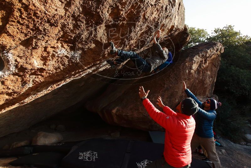 Bouldering in Hueco Tanks on 11/26/2019 with Blue Lizard Climbing and Yoga

Filename: SRM_20191126_1704590.jpg
Aperture: f/5.6
Shutter Speed: 1/250
Body: Canon EOS-1D Mark II
Lens: Canon EF 16-35mm f/2.8 L