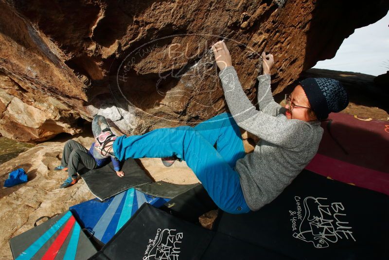 Bouldering in Hueco Tanks on 11/27/2019 with Blue Lizard Climbing and Yoga
Filename: SRM_20191127_1003570.jpg
Aperture: f/9.0
Shutter Speed: 1/250
Body: Canon EOS-1D Mark II
Lens: Canon EF 16-35mm f/2.8 L