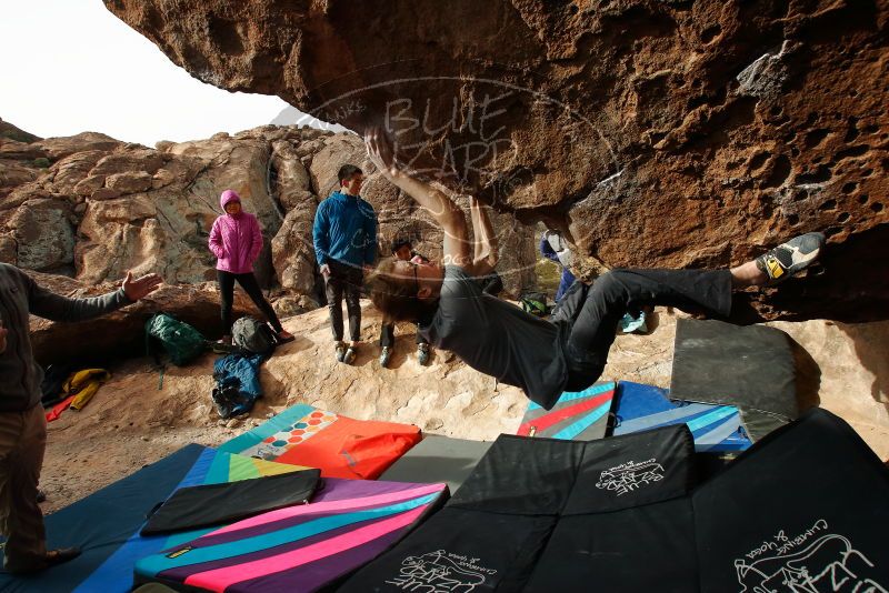 Bouldering in Hueco Tanks on 11/27/2019 with Blue Lizard Climbing and Yoga
Filename: SRM_20191127_1005590.jpg
Aperture: f/7.1
Shutter Speed: 1/250
Body: Canon EOS-1D Mark II
Lens: Canon EF 16-35mm f/2.8 L