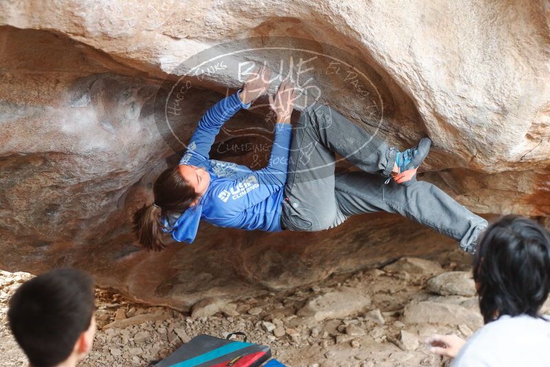 Bouldering in Hueco Tanks on 11/27/2019 with Blue Lizard Climbing and Yoga
Filename: SRM_20191127_1055370.jpg
Aperture: f/3.2
Shutter Speed: 1/250
Body: Canon EOS-1D Mark II
Lens: Canon EF 50mm f/1.8 II