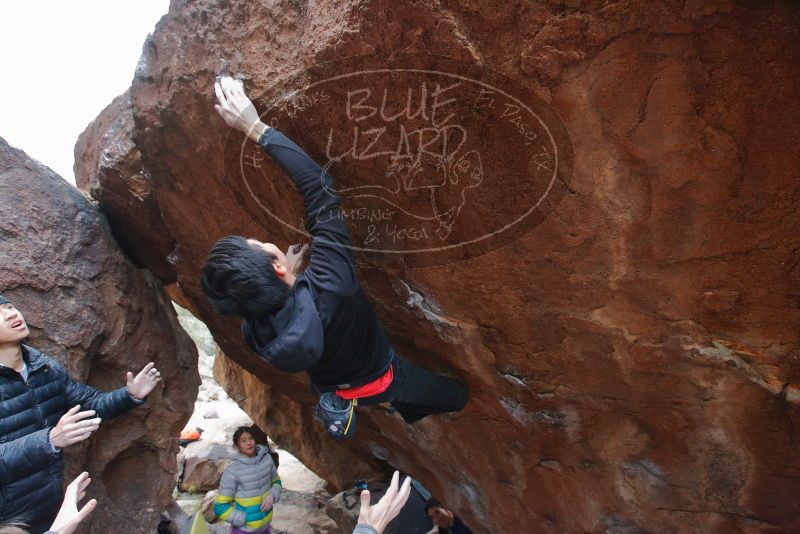 Bouldering in Hueco Tanks on 11/27/2019 with Blue Lizard Climbing and Yoga
Filename: SRM_20191127_1226320.jpg
Aperture: f/5.6
Shutter Speed: 1/250
Body: Canon EOS-1D Mark II
Lens: Canon EF 16-35mm f/2.8 L